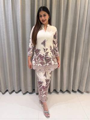 White printed cotton raya angel co ord sets 2