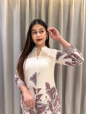 White printed cotton raya angel co ord sets 4
