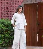 White embroidered cotton raya angel co ord sets