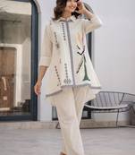 White embroidered cotton raya angel co ord sets