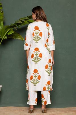 White printed cotton raya angel co ord sets 4