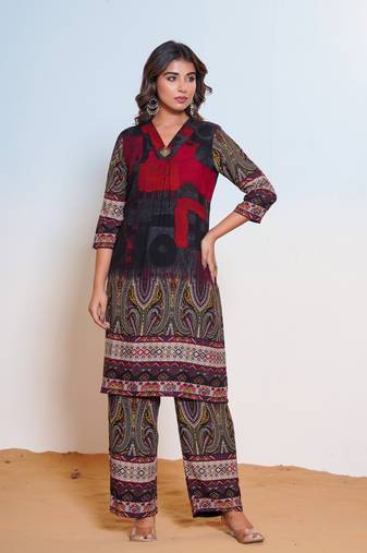 Multicolor printed cotton raya angel co ord sets