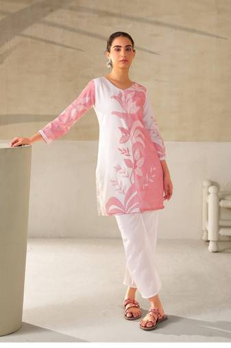 White plain cotton raya angel co ord sets
