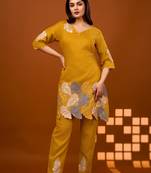 Yellow plain viscose rayon raya angel co ord sets