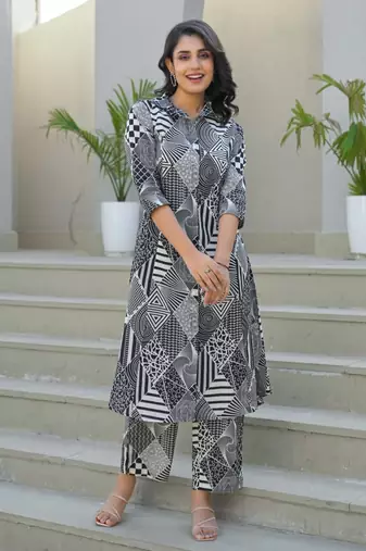 Black plain cotton raya angel co ord sets