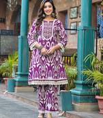 Purple plain cotton raya angel co ord sets