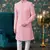 pink sherwani with computer thread work on art silk and faux satin pajama for mens