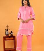 Pink plain cotton raya angel co ord sets
