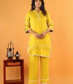Yellow plain cotton raya angel co ord sets