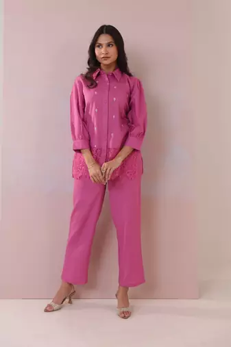 Pink plain cotton raya angel co ord sets