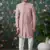 light pink computer thread work on art silk 3 piece indo western with faux satin for mens