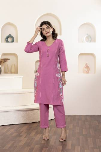 Pink plain cotton raya angel co ord sets