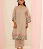 Beige plain cotton raya angel co ord sets