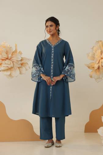 Blue plain cotton raya angel co ord sets