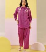 Wine plain cotton raya angel co ord sets