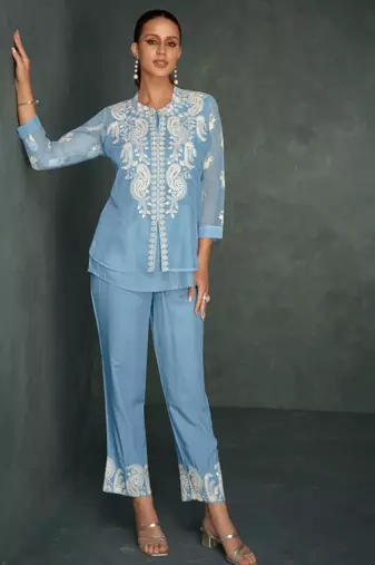 Blue plain cotton raya angel co ord sets