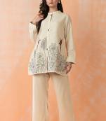 Cream plain cotton raya angel co ord sets
