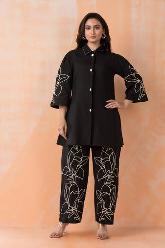 Black plain cotton raya angel co ord sets