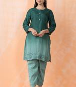 Green plain cotton raya angel co ord sets