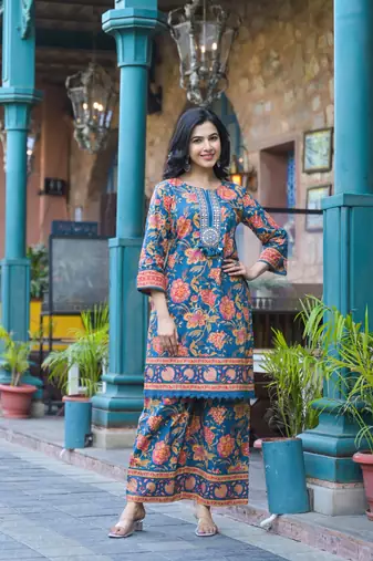 Blue plain cotton raya angel co ord sets