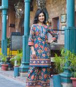 Blue plain cotton raya angel co ord sets