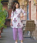 White plain cotton raya angel co ord sets