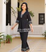 Black embroidered cotton raya angel co ord sets