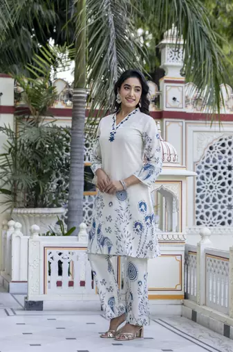 Blue plain cotton raya angel co ord sets
