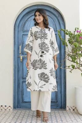 White printed cotton raya angel co ord sets 1