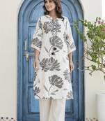 White printed cotton raya angel co ord sets