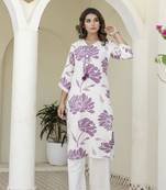 White printed cotton raya angel co ord sets