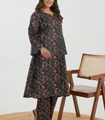 Black printed cotton raya angel co ord sets