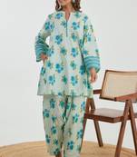 Blue plain cotton raya angel co ord sets