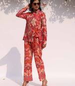 Red plain cotton raya angel co ord sets