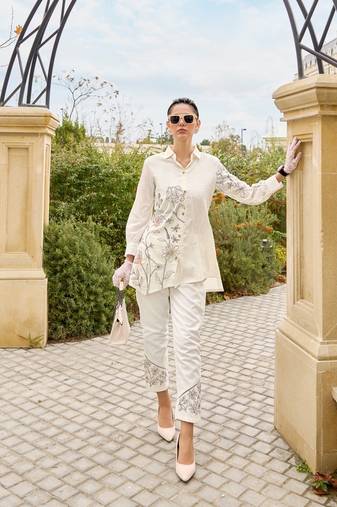White plain cotton raya angel co ord sets