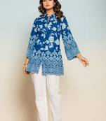 Blue embroidered cotton raya angel co ord sets
