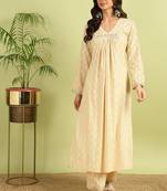 Cream plain cotton raya angel co ord sets
