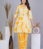 Yellow plain cotton raya angel co ord sets