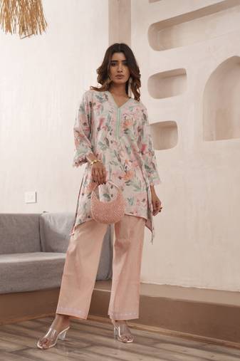 Multicolor printed blended cotton raya angel co ord sets