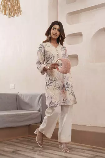 Multicolor printed blended cotton raya angel co ord sets