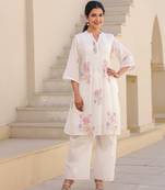 White plain blended cotton raya angel co ord sets