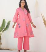 Peach plain cotton raya angel co ord sets