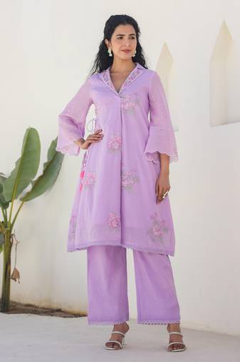 Lavender plain cotton raya angel co ord sets