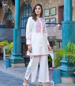 White plain cotton raya angel co ord sets