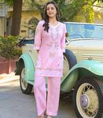Pink plain cotton raya angel co ord sets