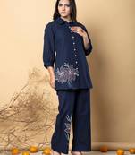Navy blue plain cotton raya angel co ord sets