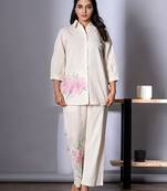 White plain cotton raya angel co ord sets