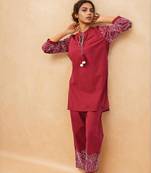 Red plain cotton raya angel co ord sets