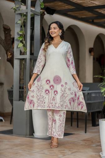 White plain cotton raya angel co ord sets
