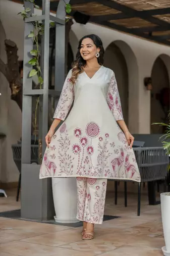 White plain cotton raya angel co ord sets